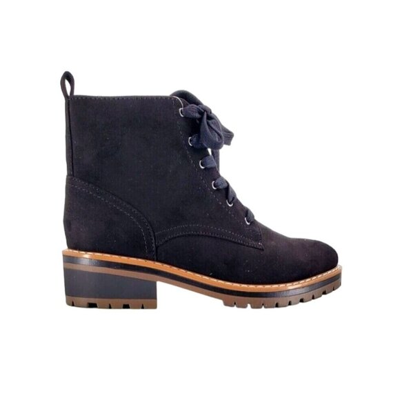 Kensie 9 Boots Kasha Combat Lace Up Zip Vegan Suede Chunky Lug Platform Shoes - Picture 11 of 16